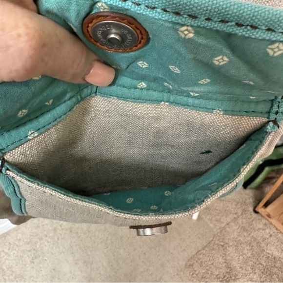 FOSSIL Crossbody Bag in Tan Canvas with Long Leather Straps - Picture 8 of 10